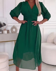 Flattering Midi Tie Waist Wrap Dress