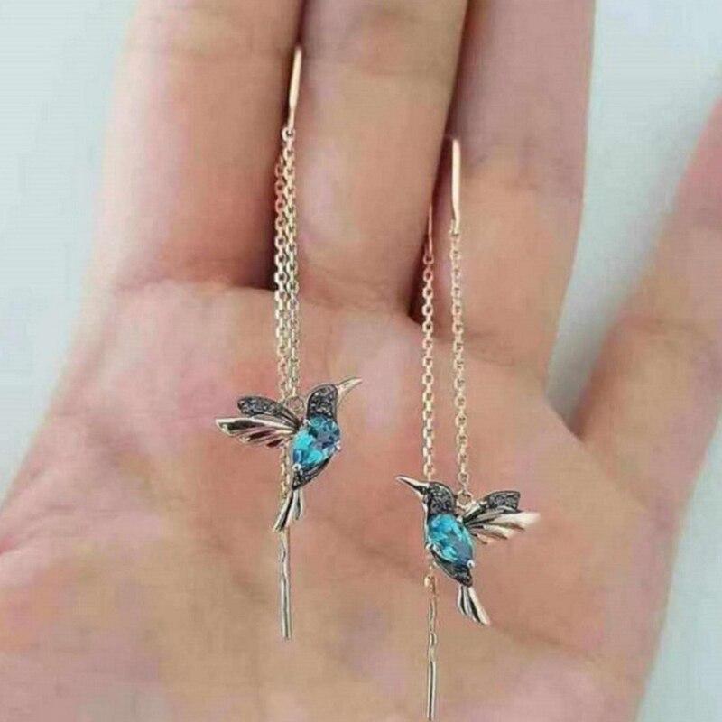 Graceful Hummingbird Drop Earrings