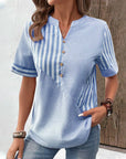 Classic Striped Button Up Blouse