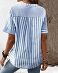 Classic Striped Button Up Blouse