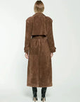 Vintage Style Suede Wrap Trench Coat