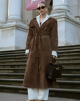 Vintage Style Suede Wrap Trench Coat