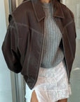 Oversized Leather Bomber Jacket